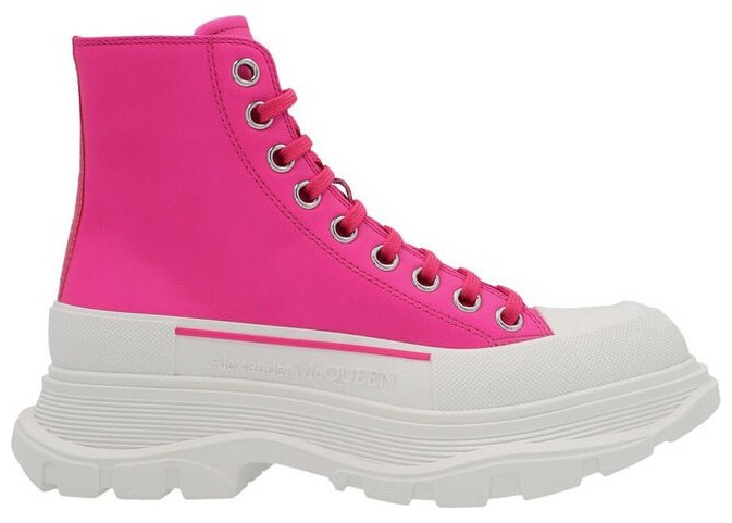 Women's Luxury Sneakers - Alexander McQueen Tread Slick Low Pink and White  Canvas Sneakers